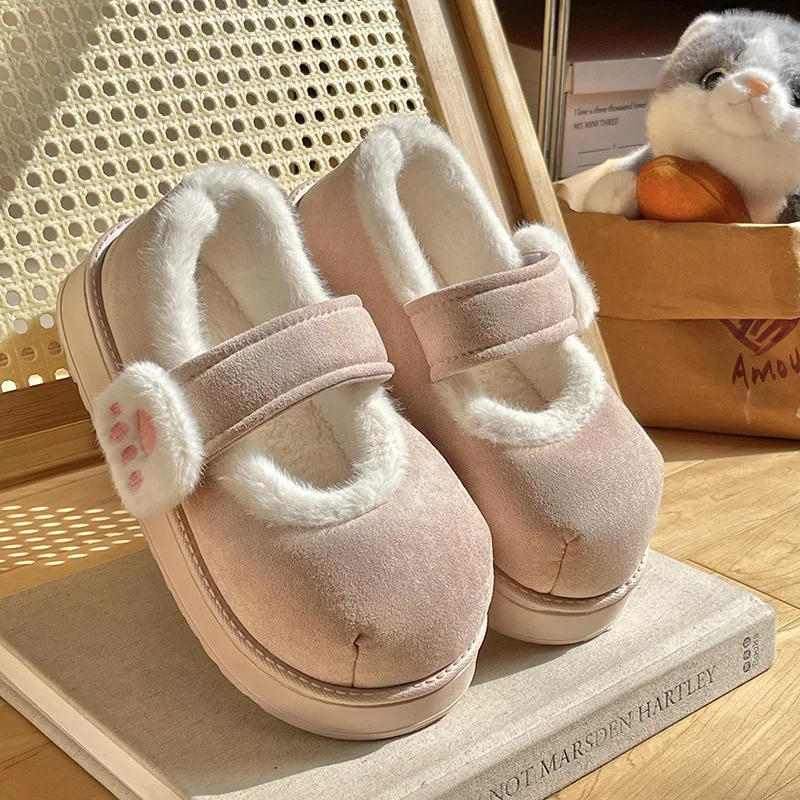 Cute Cartoon Cat Paw Cotton Shoes For Women Winter Warm Slippers Soft Plush Anti-slip Female Indoor Fluffy Slipper Home Footwear Cute Cartoon Cat Paw Cotton Shoes For Women Winter Warm Slippers Soft Plush Anti-slip Female Indoor Fluffy Slipper Home Footwear
