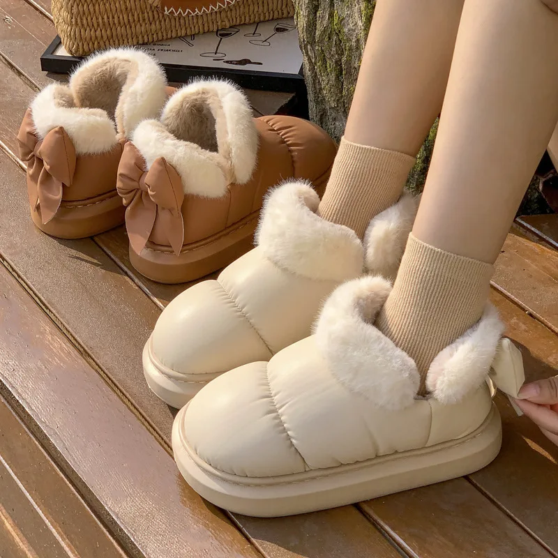 Warm Fluffy Bow Plush Shoes Warm Fluffy Bow Plush Shoes