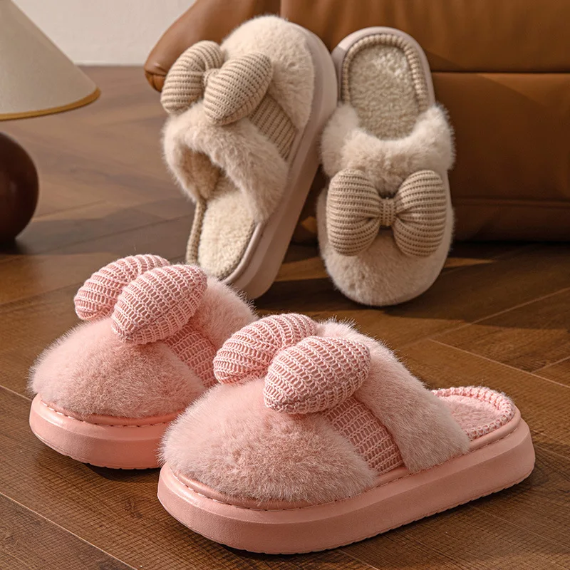 Bow Soft Plush Slippers Bow Soft Plush Slippers