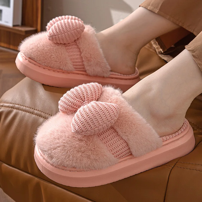 Bow Soft Plush Slippers Bow Soft Plush Slippers