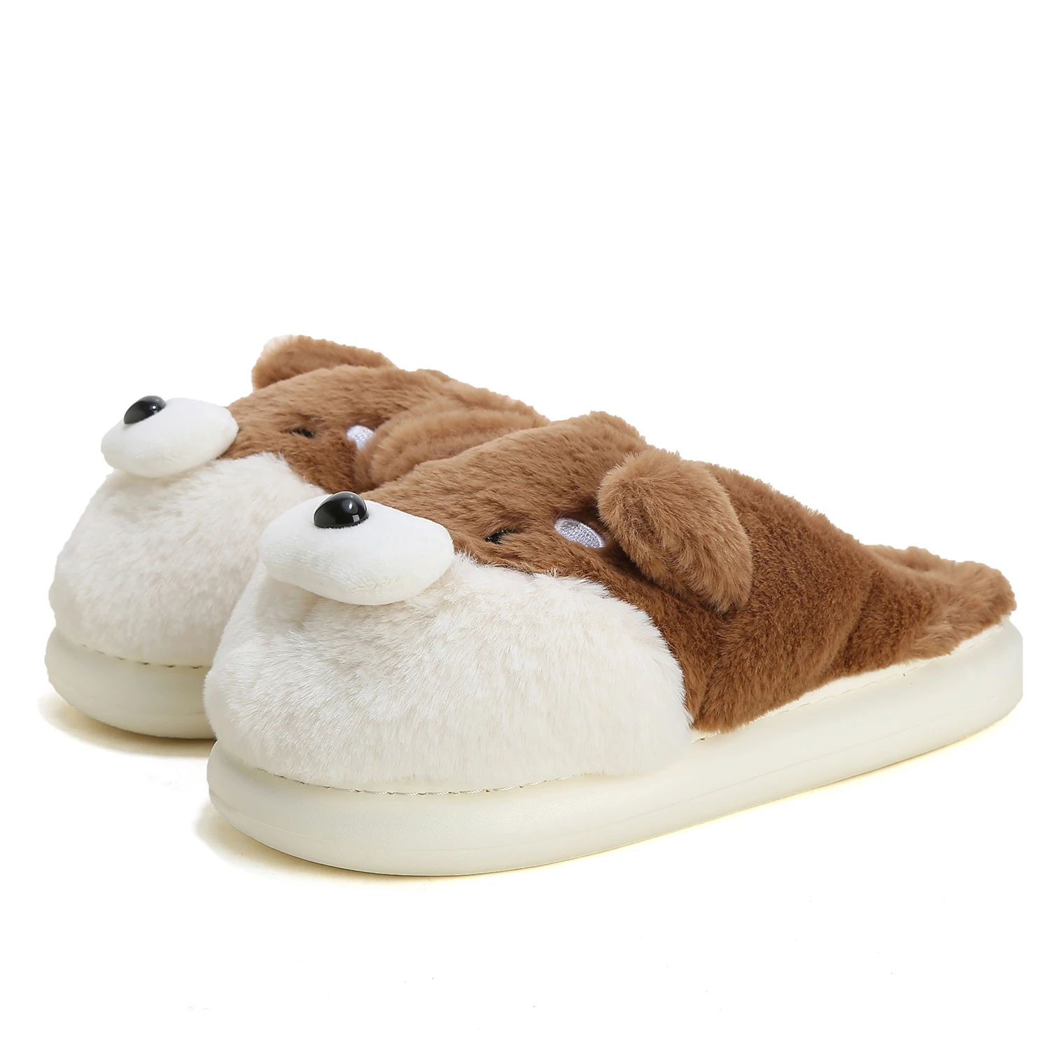 Brown Shiba Inu Dog Plush Slippers