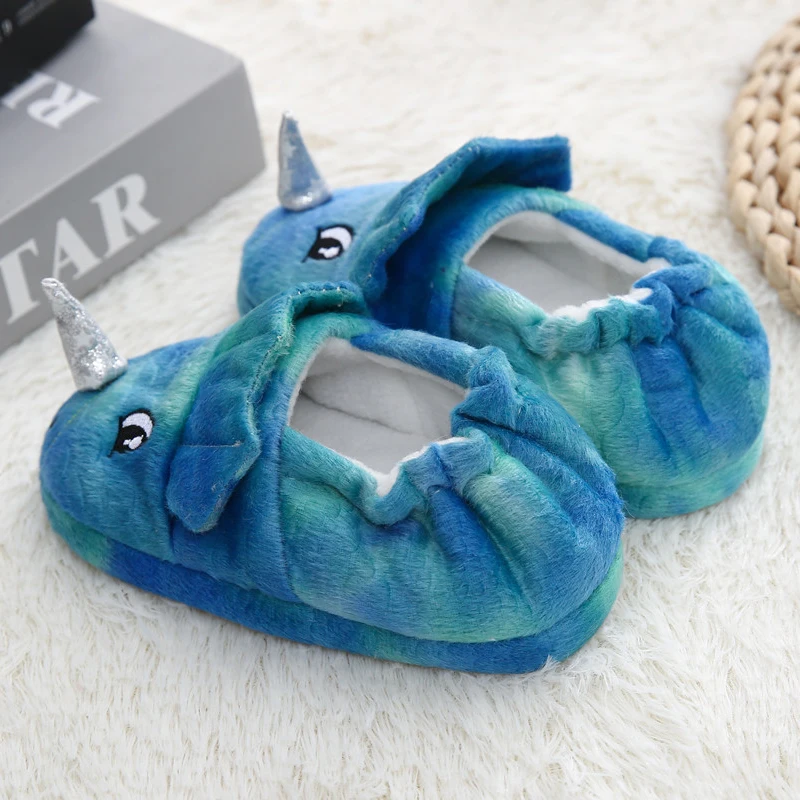 Cartoon Blue Dinosaur 3D Winter Plush Slippers Cartoon Blue Dinosaur 3D Winter Plush Slippers