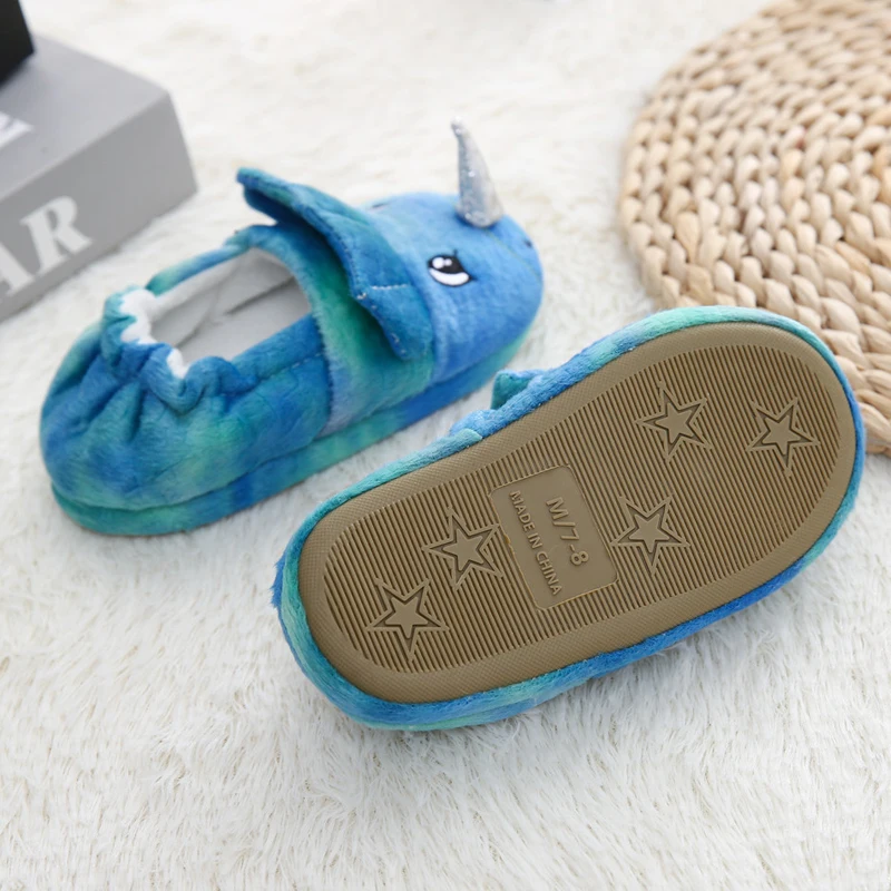 Cartoon Blue Dinosaur 3D Winter Plush Slippers Cartoon Blue Dinosaur 3D Winter Plush Slippers