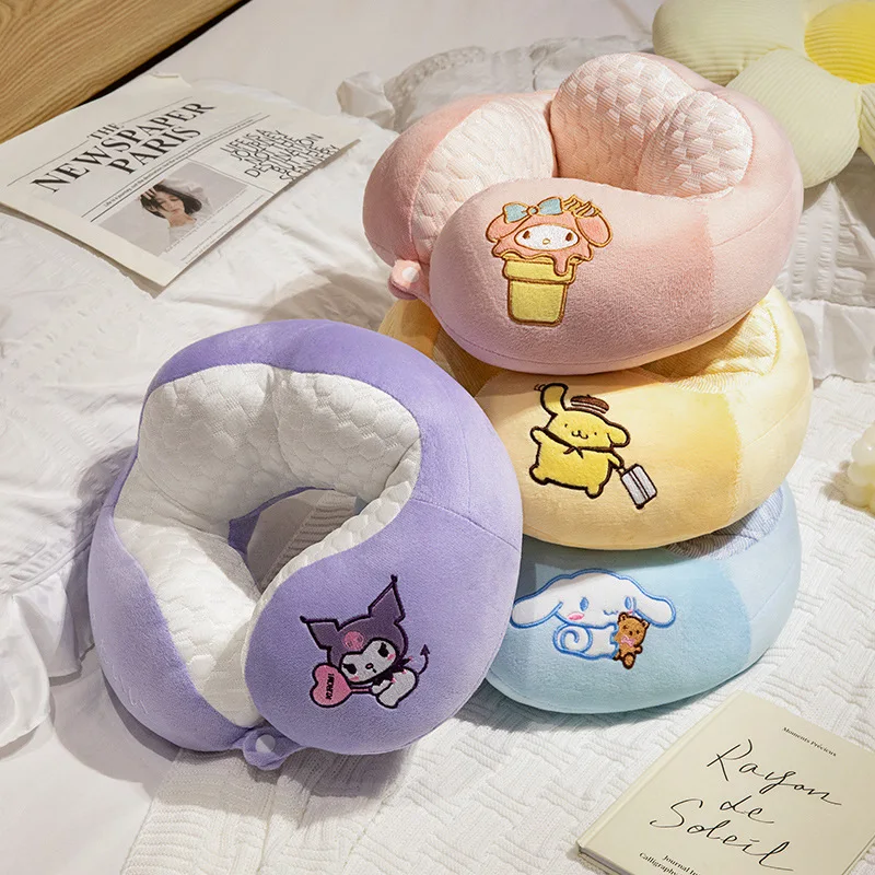 Sanrio Cartoon Pompompurin U-Shaped Plush Neck Pillow