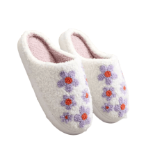 Purple Flower Plush Slippers