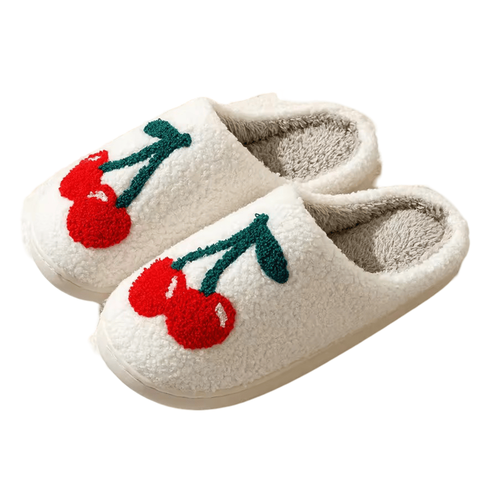 Cherry Fruit Winter Plush Slippers Cherry Fruit Winter Plush Slippers
