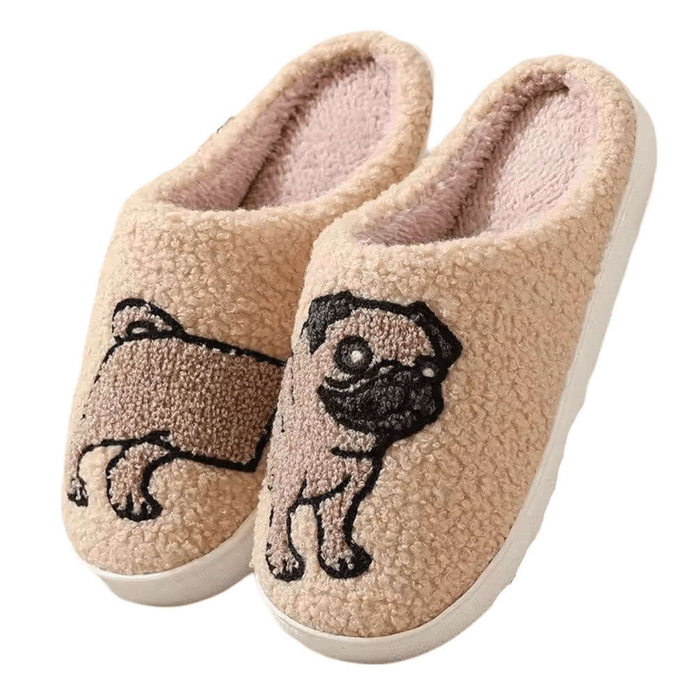 Pug Dog Warm Plush Slippers Pug Dog Warm Plush Slippers