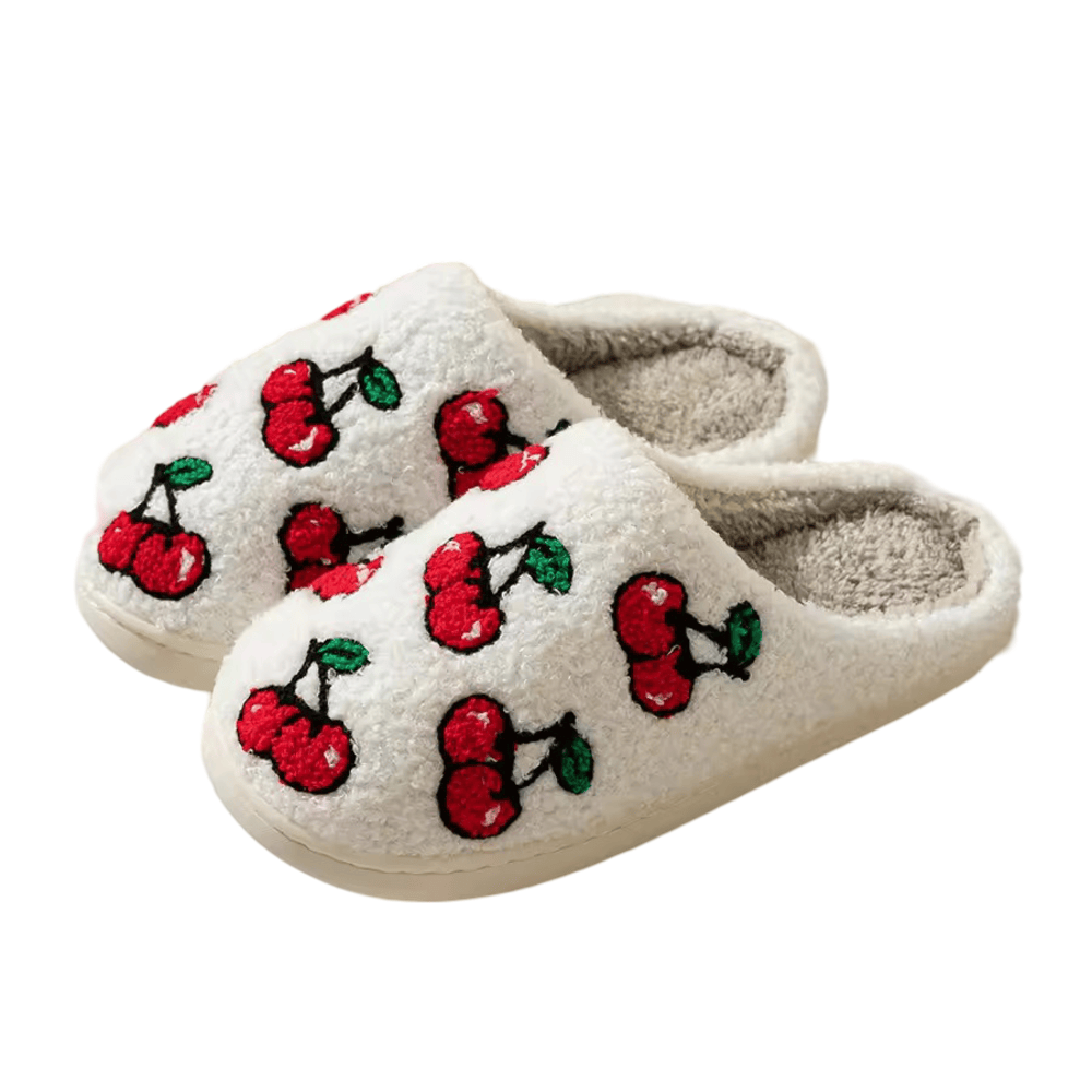 Fruit Cherry Winter Plush Slippers Fruit Cherry Winter Plush Slippers