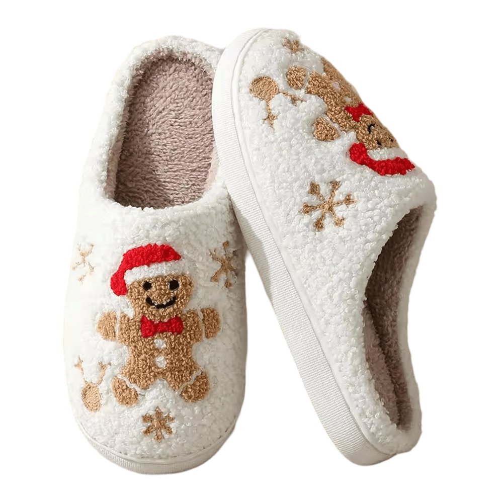 Christmas Gingerbread Man Winter Plush Slippers Christmas Gingerbread Man Winter Plush Slippers