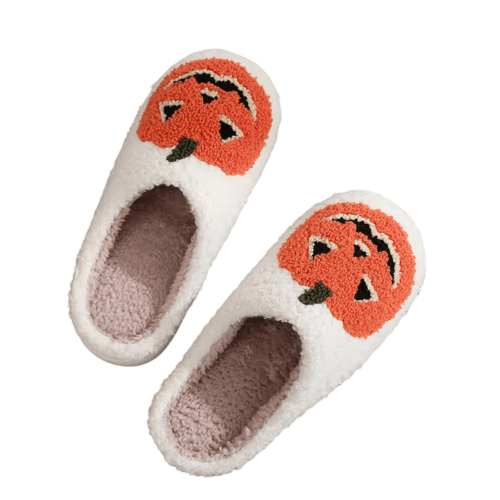 Soft Halloween Pumpkin Pattern Plush Slippers Soft Halloween Pumpkin Pattern Plush Slippers