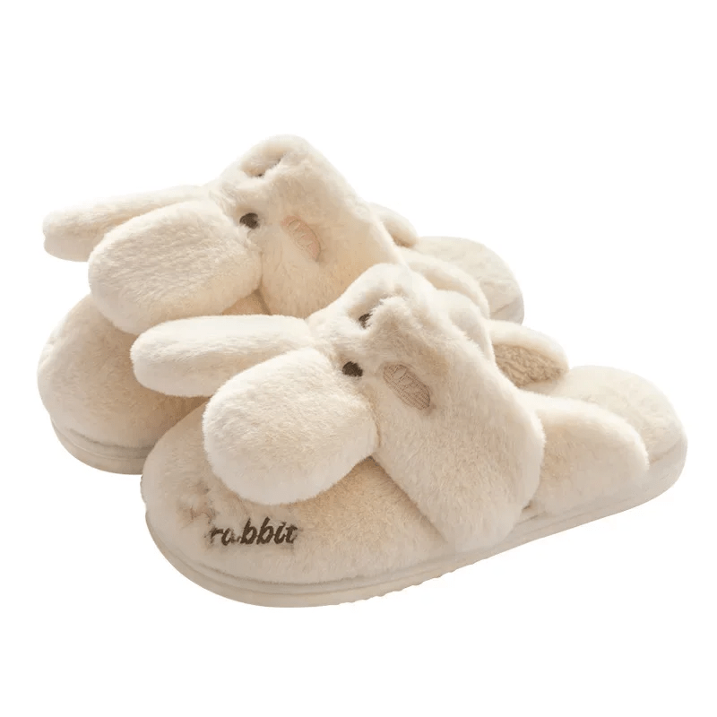 Rabbit Furry Thick Soled Soft Slippers