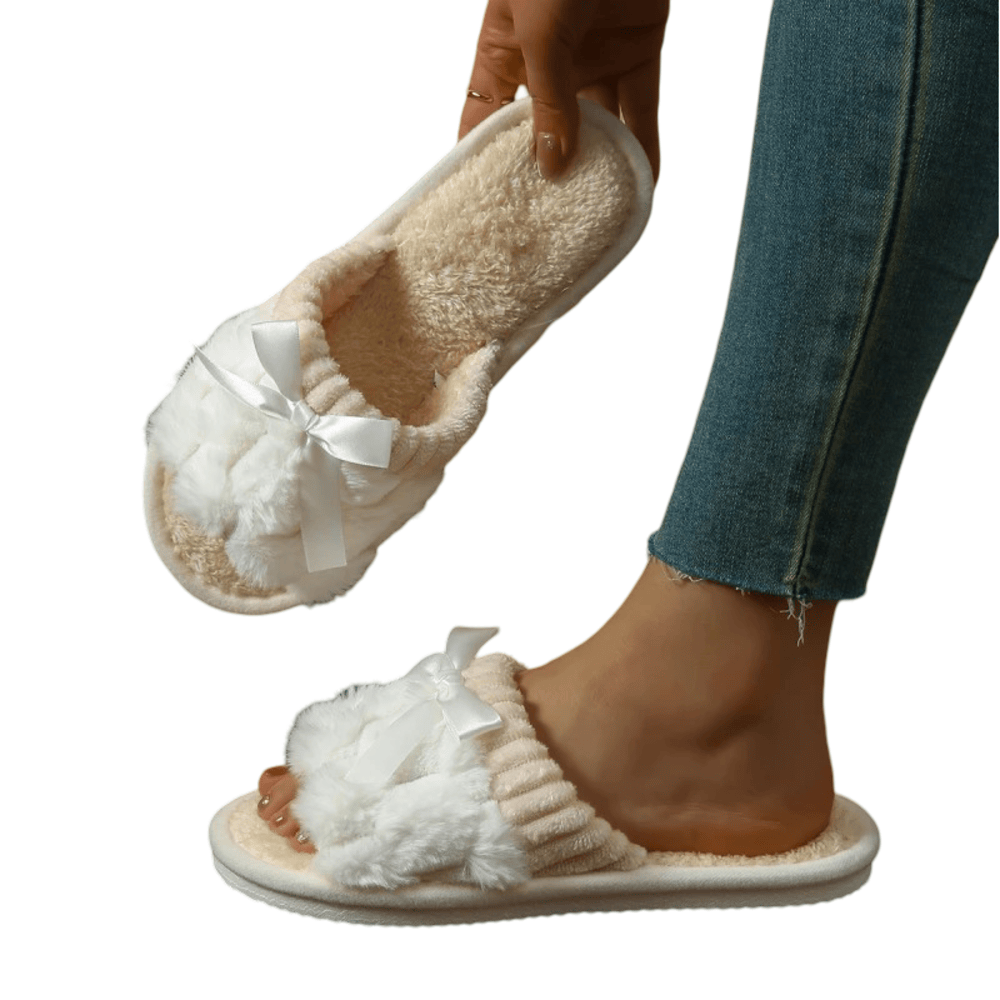Warm Bow Soft Plush Slippers Warm Bow Soft Plush Slippers