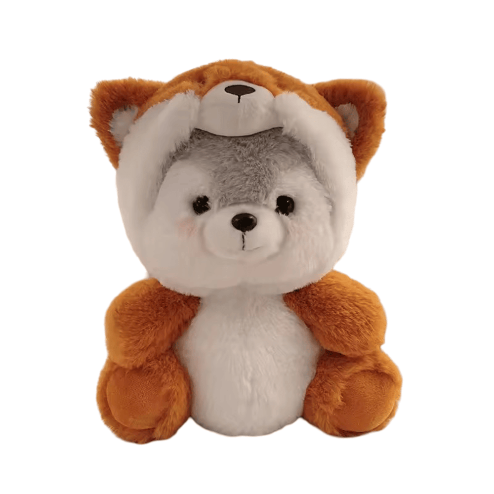 Cartoon Bear In Orange Fox Costume Plush Toy