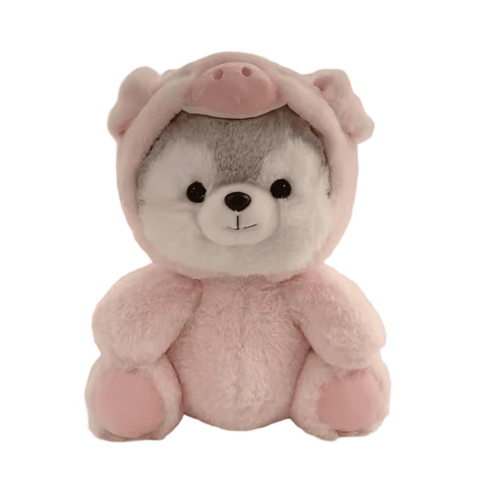 Cartoon Bear In Pink Pig Costume Plush Toy