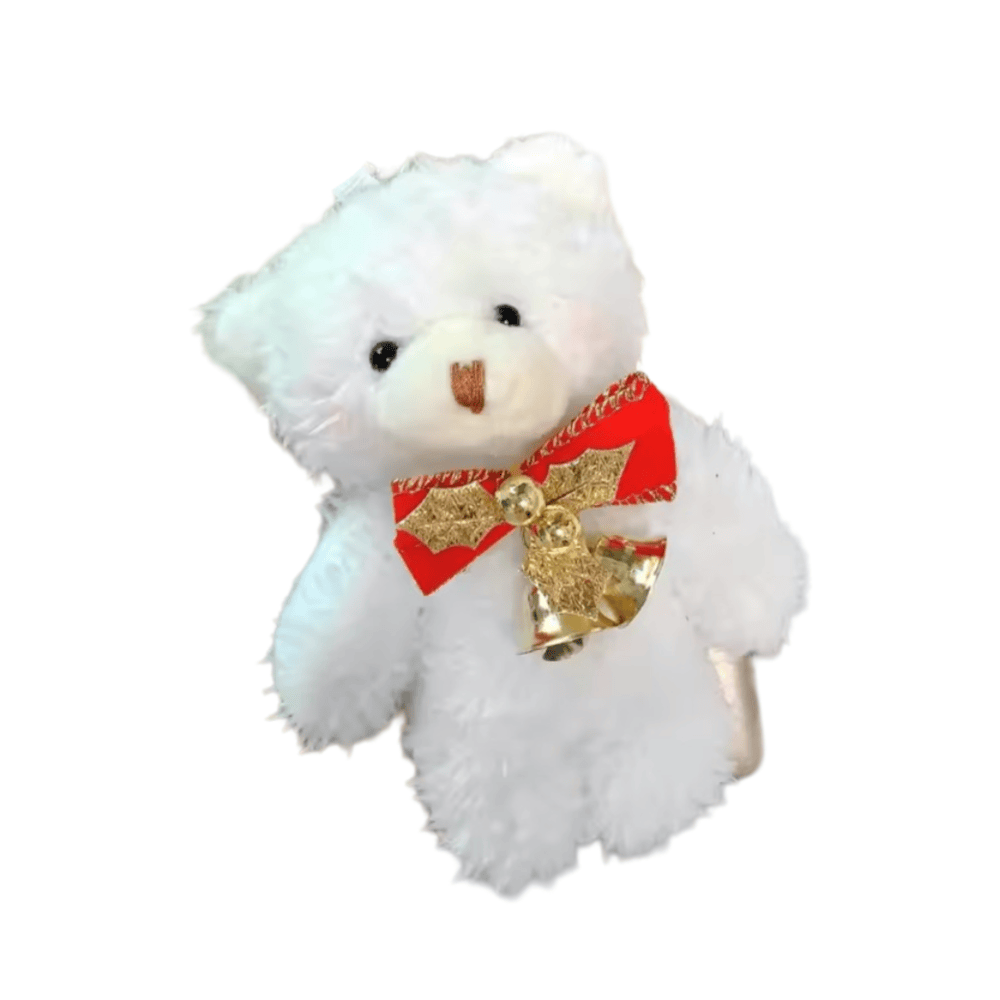 12cm Christmas Gold Leaf Bow White Bear Plush Keychain Pendant 12cm Christmas Gold Leaf Bow White Bear Plush Keychain Pendant