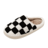 Black And White Checkered Plush Slippers