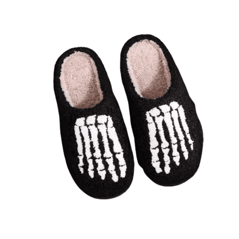 Skull Toe Pattern Plush Slippers Skull Toe Pattern Plush Slippers