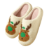 Christmas Deer Print Plush Slippers