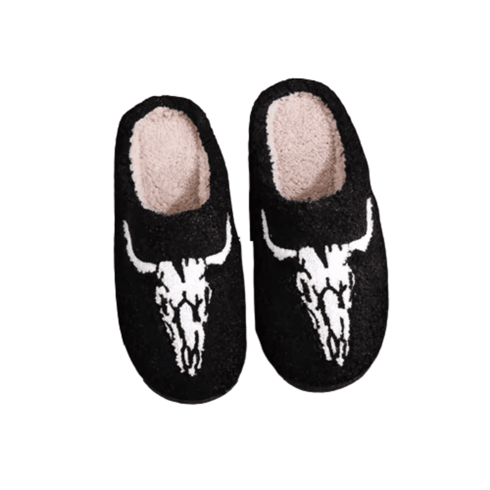 Longhorn Skull Plush Slippers Longhorn Skull Plush Slippers