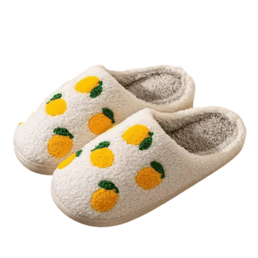 Lemon Fruit Winter Plush Slippers Lemon Fruit Winter Plush Slippers