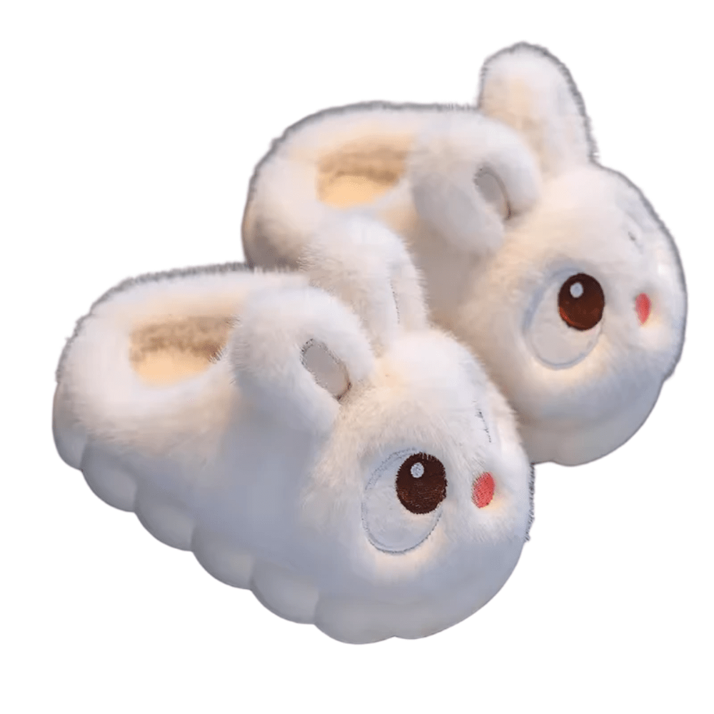 Cartoon Big Eye White Rabbit Plush Slippers