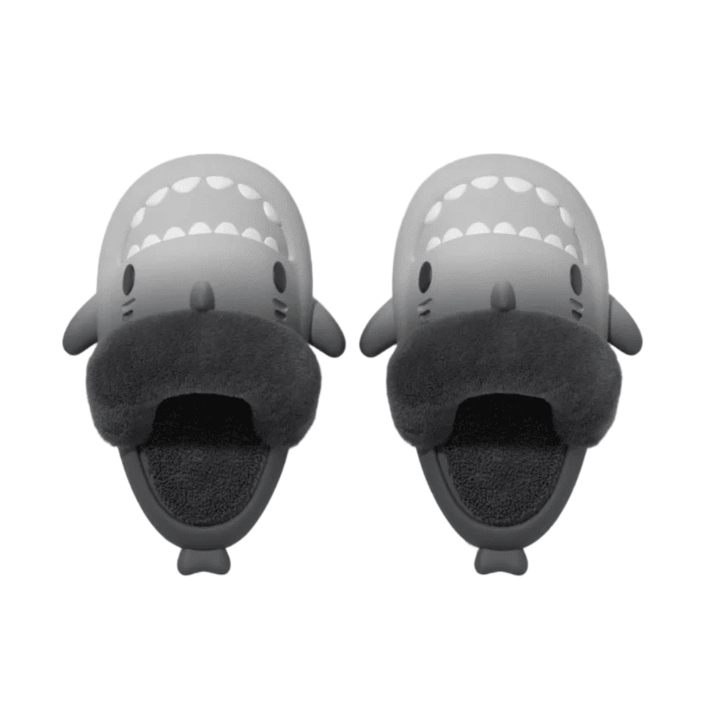 Soft Black With Shark Plush Indoor Slippers Soft Black With Shark Plush Indoor Slippers