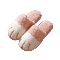 Cartoon Pink Cat Paw Plush Indoor Slippers