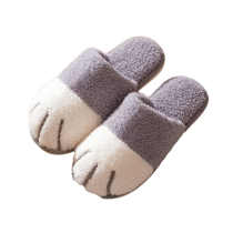 Cartoon Grey Cat Paw Plush Indoor Slippers