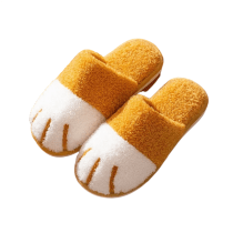 Cartoon Yellow Cat Paw Plush Indoor Slippers