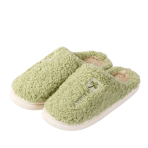 Soft Lucky Green Plush Indoor Slippers