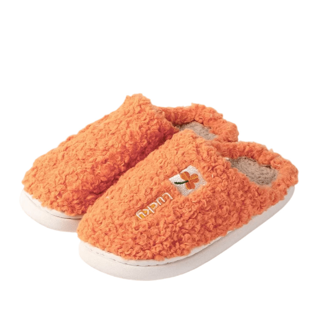 Soft Lucky Orange Plush Indoor Slippers