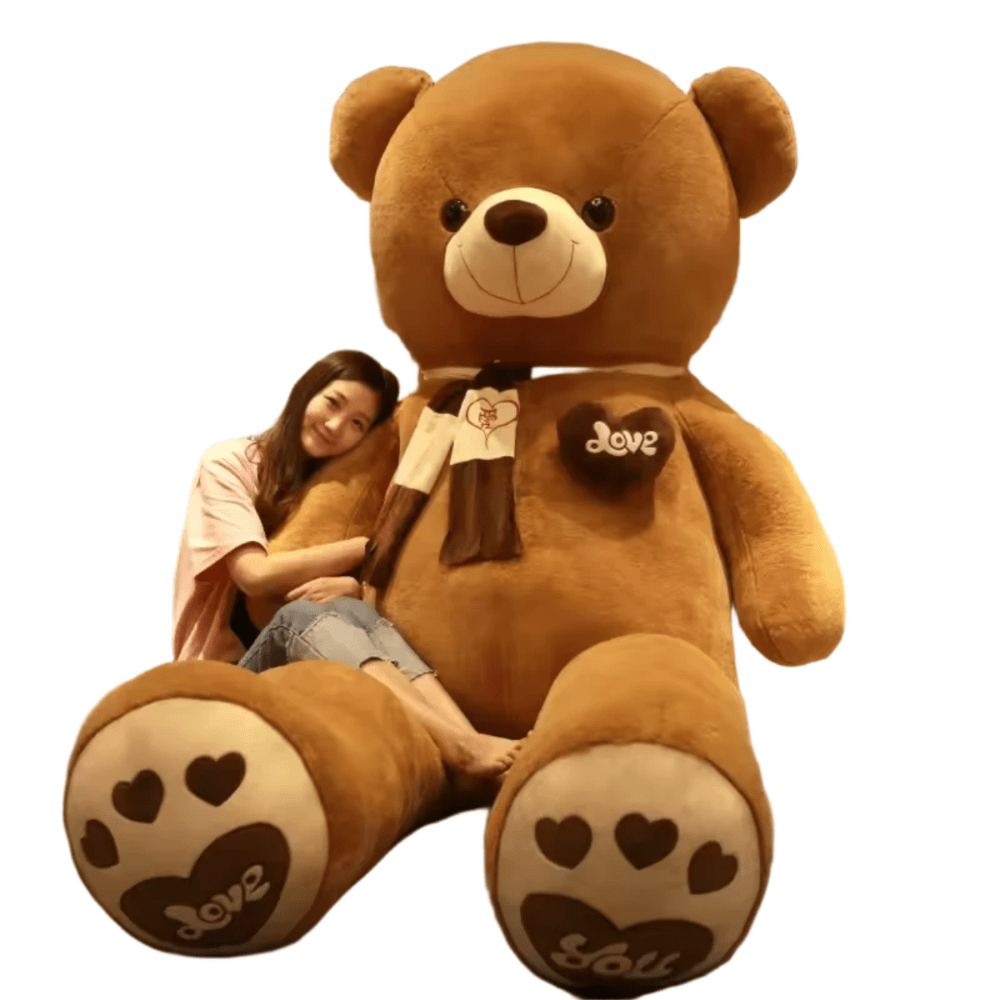 Huge Light Brown Scarf Love Bear Plush Toy