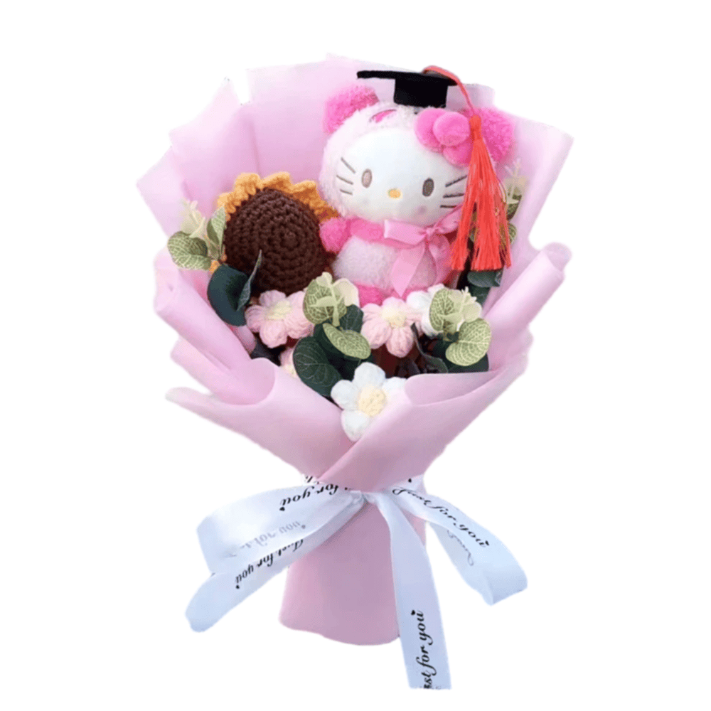 Sanrio Cartoon Graduation Hello Kitty Plush Sunflower Bouquet Sanrio Cartoon Graduation Hello Kitty Plush Sunflower Bouquet