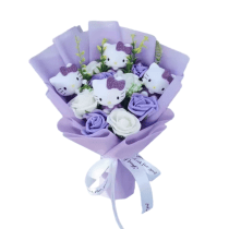Sanrio Anime Purple Hello Kitty Plush Flower Bouquet