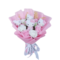 Sanrio Anime Pink Hello Kitty Plush Flower Bouquet