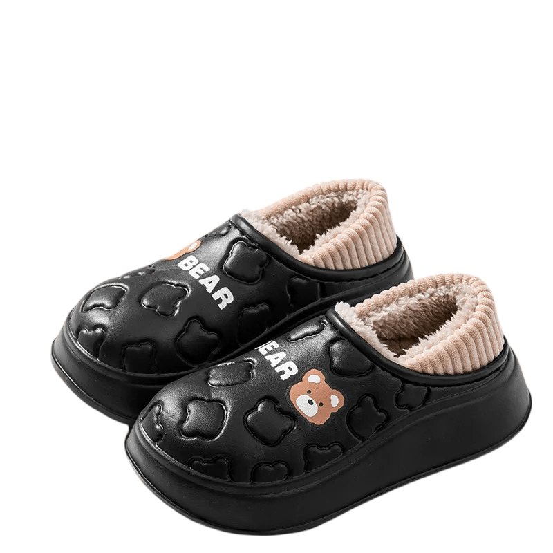 Soft Black Bear Design Winter Waterproof Shoes