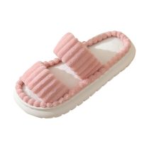 Corduroy Plush Slippers For Women