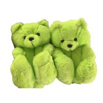 Cartoon Fluorescent Green Teddy Bear Plush Slippers