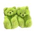 Cartoon Fluorescent Green Teddy Bear Plush Slippers