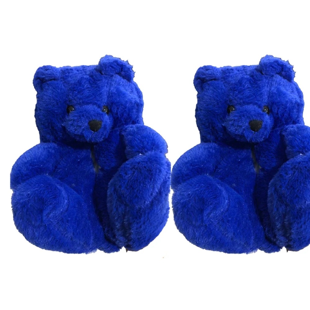 Cartoon Blue Teddy Bear Plush Slippers Cartoon Blue Teddy Bear Plush Slippers