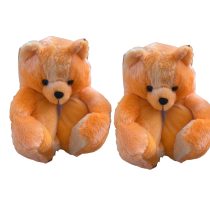 Cartoon Orange Teddy Bear Plush Slippers