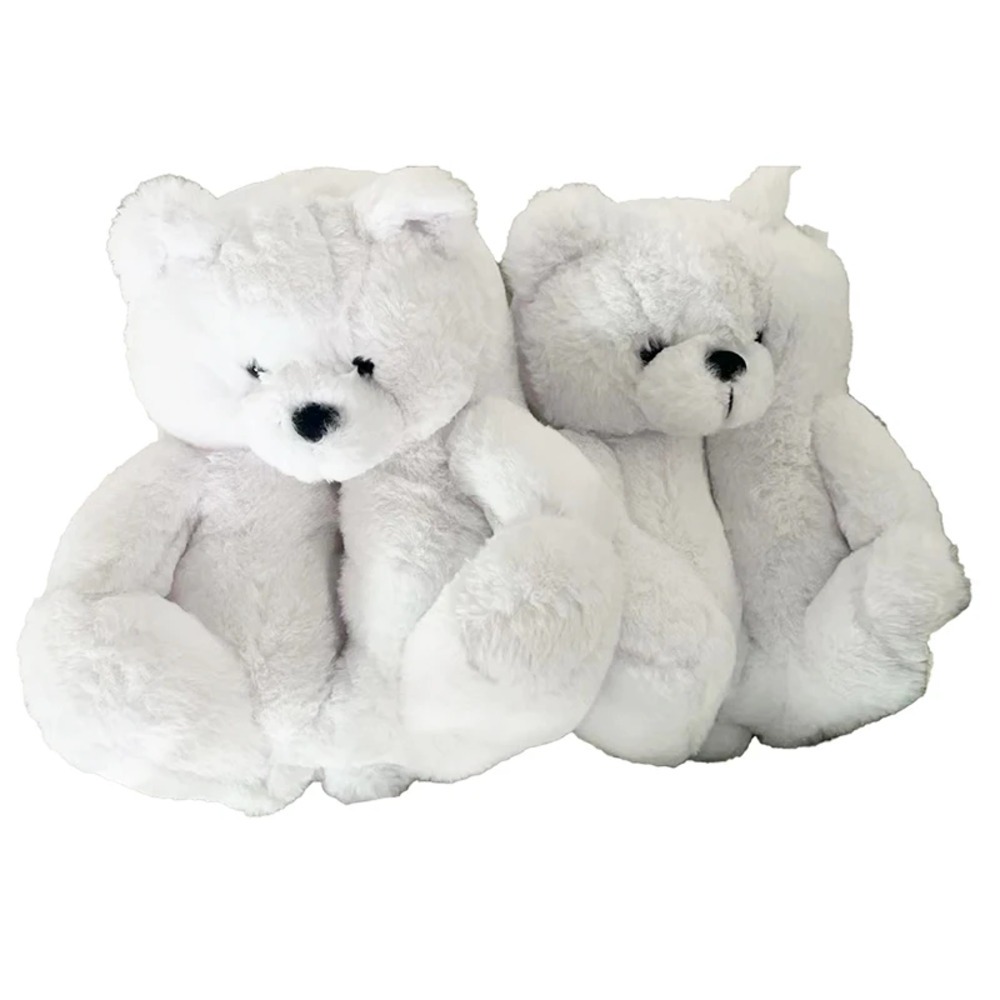 Cartoon White Teddy Bear Plush Slippers Cartoon White Teddy Bear Plush Slippers