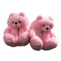 Cartoon Pink Teddy Bear Plush Slippers