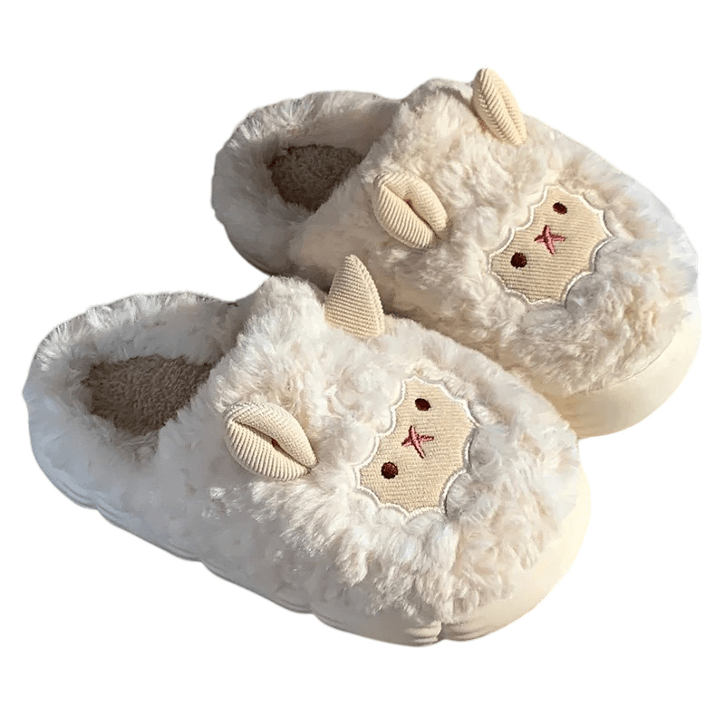 Winter Cartoon White Sheep Plush Slippers Winter Cartoon White Sheep Plush Slippers