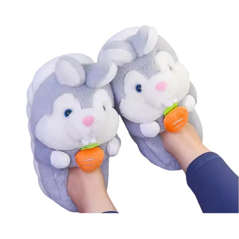 Purple Rabbit Plush Shoes