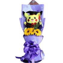 Cartoon Pokemon Graduation Pikachu Stuffed Plush Bouquet
