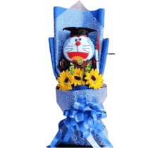 Cartoon Doraemon Graduation Stuffed Plush Bouquet