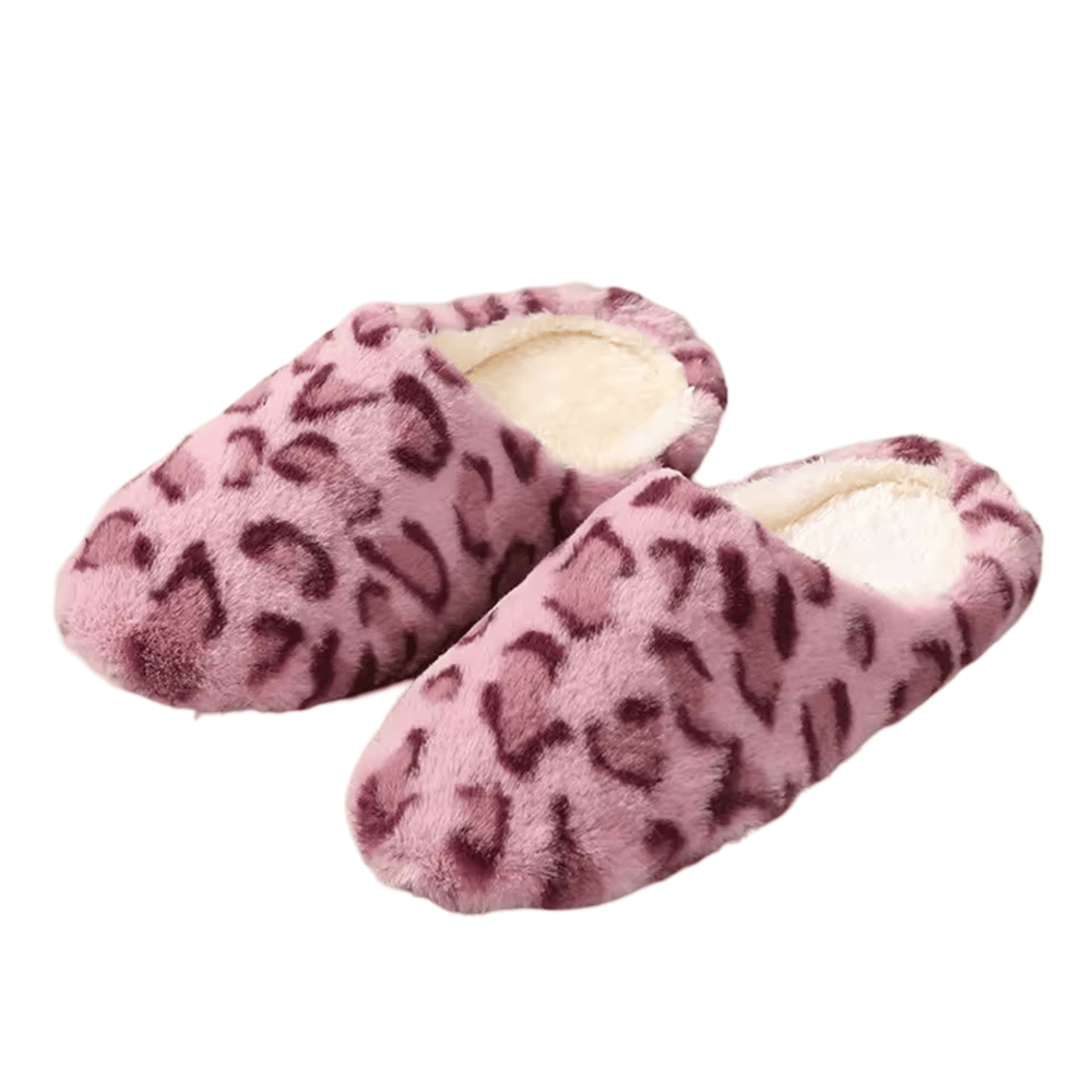 Soft Pink Leopard Plush Slippers Soft Pink Leopard Plush Slippers