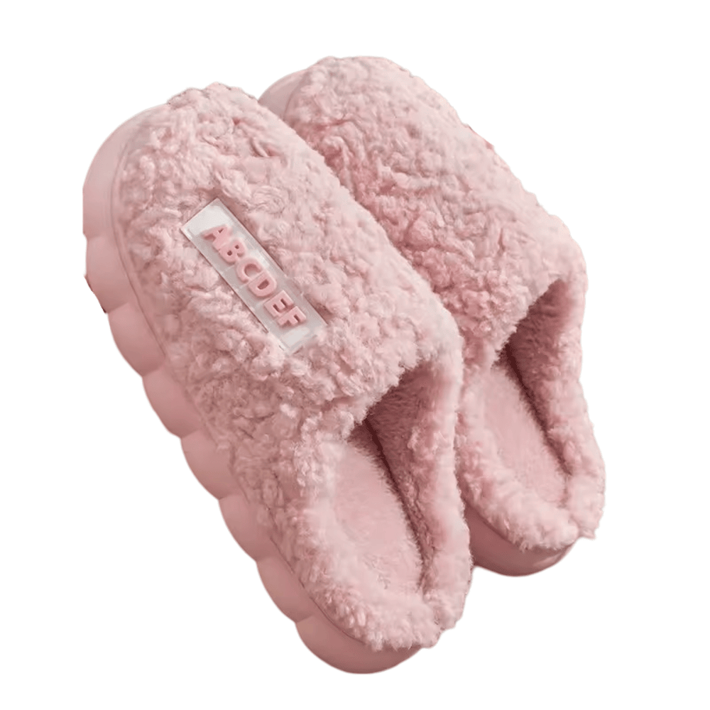 Pink Alphabet Pattern Plush Indoor Slippers Pink Alphabet Pattern Plush Indoor Slippers