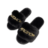 Black Chain Design Soft Plush Slippers